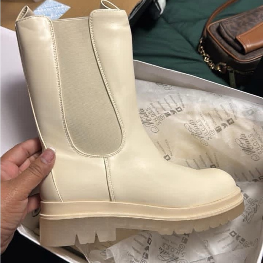 Cream Chelsea Boots